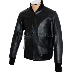 SALE - RTX Aviator Black Leather Casual Bomber Jacket